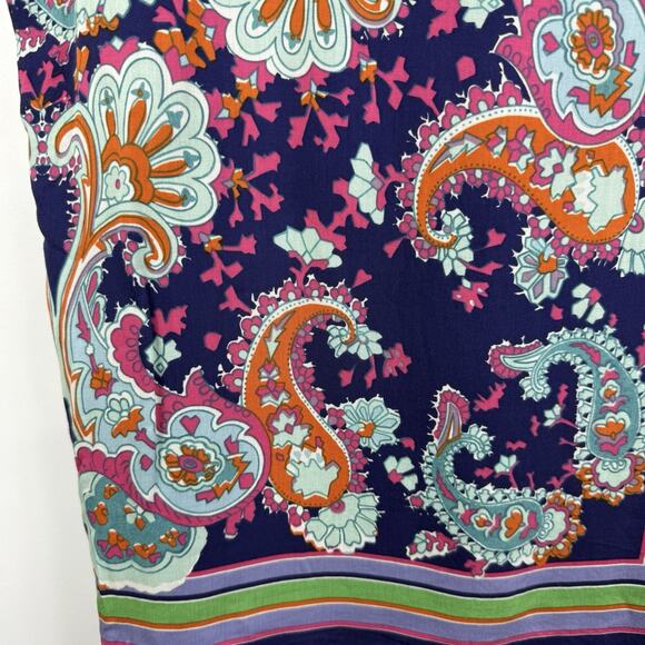 Anthropologie Maeve Maddie Blue Paisley Floral Striped Top Medium Layered Boho - Picture 6 of 14